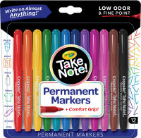 Crayola สีเมจิกถาวรหัวแหลมเขียนได้ทุกพื้นผิว 12สี