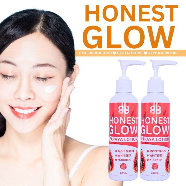 Honest Glow Papaya Lotion 200ml, Whitening Wonder Glutathione, 20x