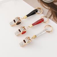 2023 Rhinestone Whistle Keychain Ornament Men Leather Keyring Car Chain Fashion