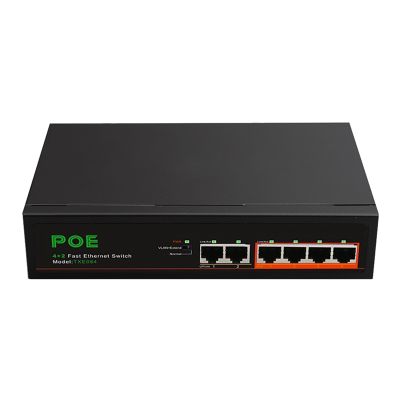 1Set 6 Ports POE Switch Network Home Network Hub Adapter Series Power Connect 4-PoE+2 UP-Link 100Mbps Black