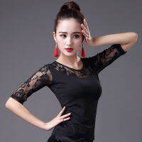 Lady Lace Latin Dancing Tops หญิงครึ่งแขน Ballroom Dance เครื่องแต่งกายผ้า Tango Chacha เต้นรำการแข่งขัน Tops 019