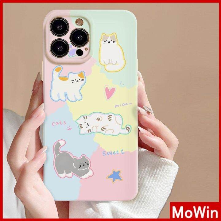 mowin-เข้ากันได้สำหรับ-เคสไอโฟน-เคสไอโฟน11-เคส-สำหรับ-iphone-14-เคสไอโฟนครีมเคสนิ่มเคลือบมัน-กันกระแทกฝาครอบกล้องป้องกันการ์ตูน