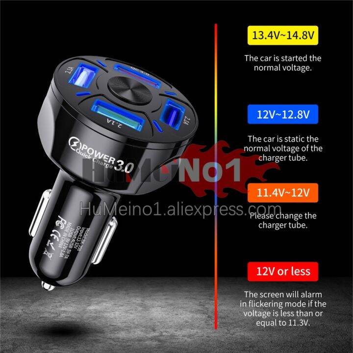 100ps-4-5พอร์ต5-usb-car-charger-48w-quick-7a-mini-fast-charging-สำหรับ-11-xiaomi-อะแดปเตอร์ชาร์จศัพท์มือถือในรถยนต์