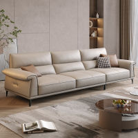 TATA HOME Nordic Minimalist Leather Sofa Luxury Italian โซฟาหนังแท้ ทันสมัย โซฟา4ที่นั่ง Modern living room office sofa customize