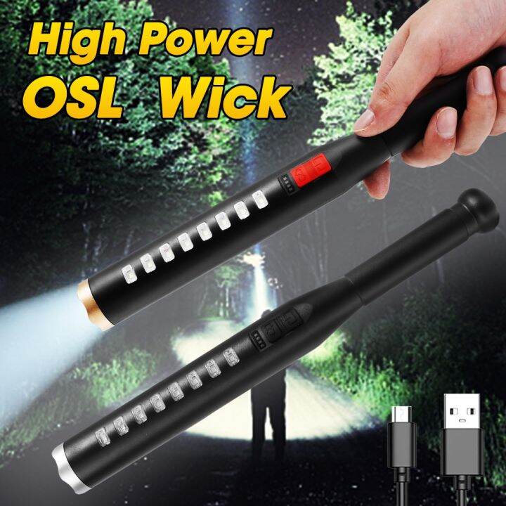 LED Baseball Bat Flashlight For Self Defense 3 Modes Flashlight Strong Security Lamp USB