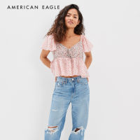 American Eagle Flutter Sleeve Babydoll Shirt เสื้อเชิ้ต ผู้หญิง เบบี้ดอล (EWSB 035-4685-106)