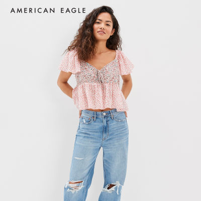 American Eagle Flutter Sleeve Babydoll Shirt เสื้อเชิ้ต ผู้หญิง เบบี้ดอล (EWSB 035-4685-106)