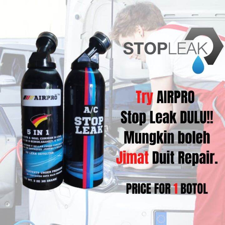 NEW AIRPRO DIY TOP UP STOP LEAK AC GAS OIL TREATMENT CAR AIR COND R134