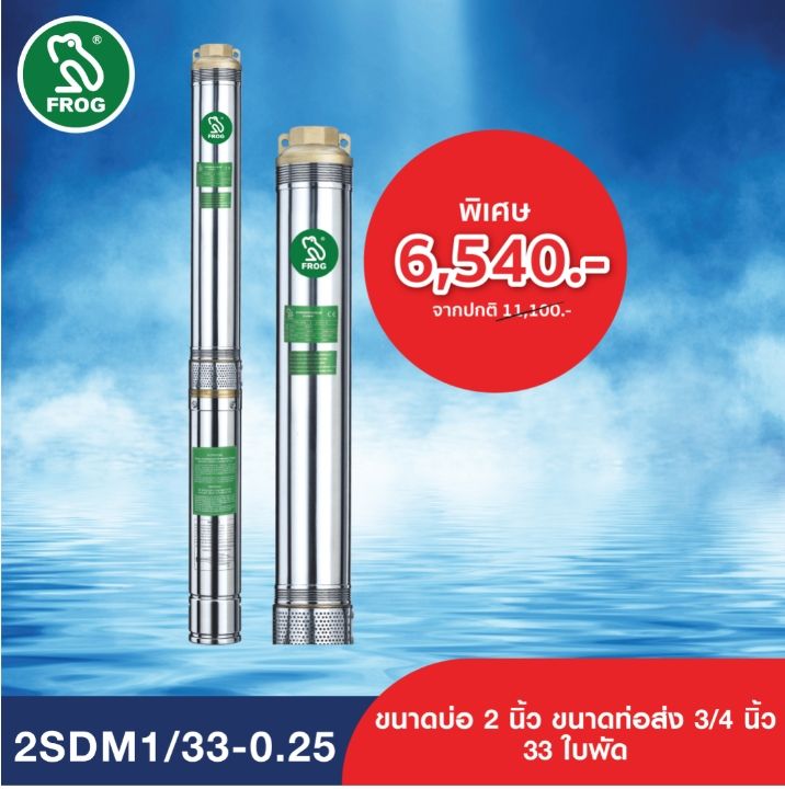 FROG ปั๊มบาดาล ปั๊มบาดาลฟรอกซ์ ปั๊มน้ำบาดาล รุ่น 2SDM1/33-0.25 Single Phase