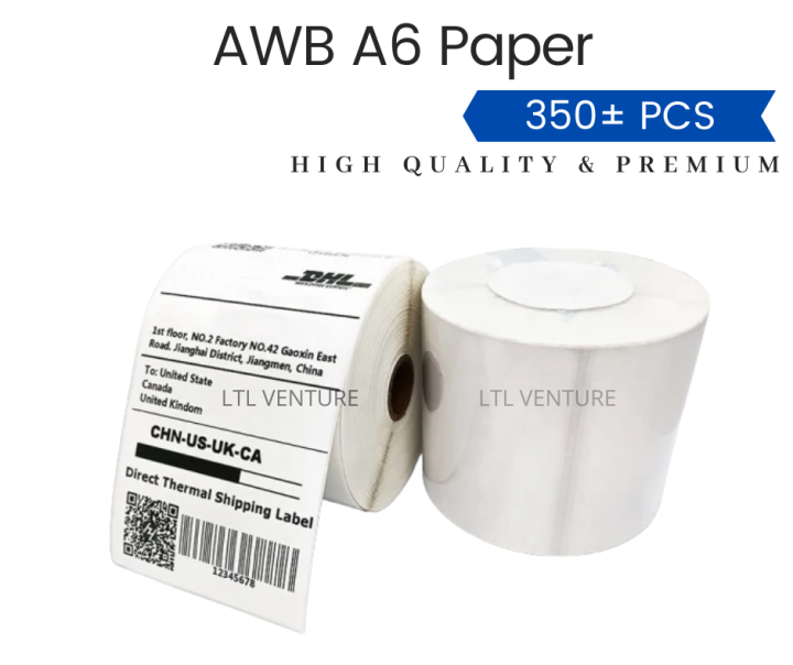 350 Pcsroll Air Way Bill Thermal Printer Sticker Paper Roll Awb A6100x150mm150x100mm Lazada 9664