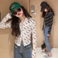 Girls fashion slim bottoming 2022 spring and autumn new thin letter zipper cardigan long-sleeved top