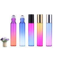 10ml Gradient Color Essential Oil Perfume Bottle Roller Ball Thick Glass Colorful Travel Sub-bottles Empty Cosmetic Containers