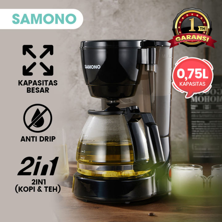 Samono 750ML Coffee Maker Mesin Kopi Multifungsi 2 in 1 Anti Bocor