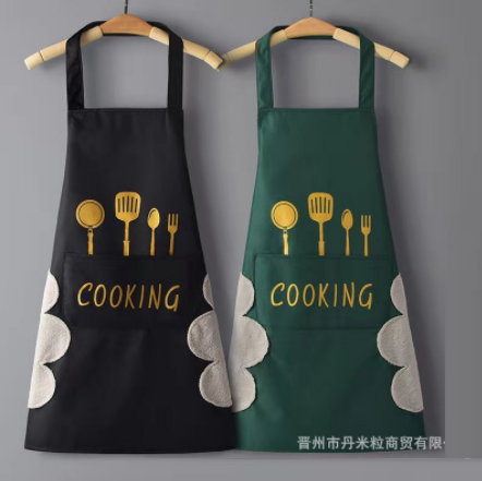 ผ้ากันเปื้อนกันน้ำสองชั้นเช็ดมือได้-ผ้ากันเปื้อนทําอาหาร-cooking-apron-มีสไตล์ลายการ์ตูนน่ารัก