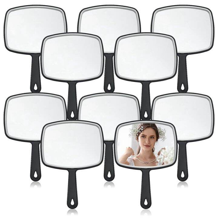 10Pcs Portable Hand Mirror Wall Mirror with Handle Multi Barber Mirror