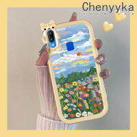 เคส Chenyyka สำหรับ VIVO Y91 Y95 Y91i ภาพวาดน้ำมันเคสลายดอกไม้ท้องฟ้าสีสันสดใสน่ารักเล็กๆน้อยๆเลนส์กล้องถ่ายรูปแบบนิ่มมอนสเตอร์ซิลิโคนเคสโปร่งใสกันกระแทกแบบใสง่ายป้องกัน