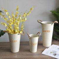 Display Retro Thickened Iron Sheet Dry Flower Bucket Flowerpot Office Home Garden Florist Decoration