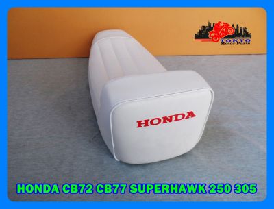 HONDA CB72 CB77 SUPERHAWK 250 305 "WHITE" COMPLETE DOUBLE SEAT with BACKREST // เบาะ เบาะรถมอเตอร์ไซค์ สีขาว มีที่พิงหลัง ผ้าลอน สินค้าคุณภาพดี
