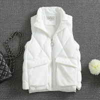 Autumn Winter Vests for Women Zipper Stand Collar Female Sleeveless Down Jacket Black Waistcoat Women Outerwear Vest Coats