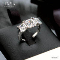 Lenya Jewelry แหวน คิวบิกเซอร์โคเนีย (Cubic Zirconia) ทรงสี่เหลี่ยมสวยสะดุจตา ตัวเรือนเงินแท้ 925 ชุบทองคำขาว นิ้วแบบไหน ใส่แหวนวงนี้ก็สวยได้