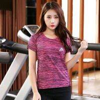 Adidaseparts Women S Dri-Fit เสื้อยืดระบายอากาศฤดูร้อนแขนสั้นฝึกวิ่งโรงกีฬาด้านบนคอกลม