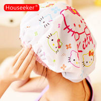 Houseeker น่ารักการ์ตูนหมวกคลุมผมอาบน้ำหมวกสตรีสำหรับ Baths เด็กฝาครอบกันขีดข่วน