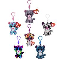 【ของเล่นตุ๊กตา】 10cm Ty Beanie Cute leopard Series Glitter Big Eyes rainbow leopard Plush Key Clips Toy Kawaii Soft stuffed Doll Christmas Gifts