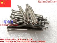 ISO 7380 Stainless Steel M3 screws M3x50 Button Head Hex 2.0 Driver A2-70 Polished 50 pcs QCTI Screw Nails Screws Fasteners