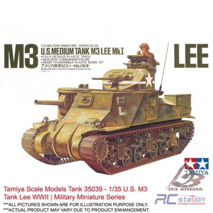 Tamiya Scale Models Tank #35039 - 1/35 U.S. M3 Tank Lee WWII | Military ...