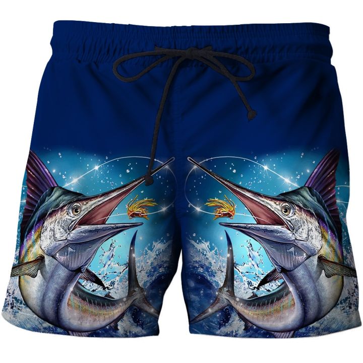 summer-outdoor-fishing-mens-shorts-2023-hot-3d-print-animal-cool-fish-pattern-pants-swimming-sports-quick-dry-casual-men-shorts