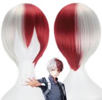 (วิกผมคอสเพลย์) My Hero Academia Todoroki Shoto ชุดคอสเพลย์วิกผม Boku No เธอ Academy วิกผมประกอบฉากปาร์ตี้ฮาโลวีนสีแดงและผมสีขาว