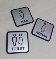 ป้ายห้องน้ำ อะครีลิคติดฟิล์มสีเงินเม็ดทราย TOILET SIGNAGE