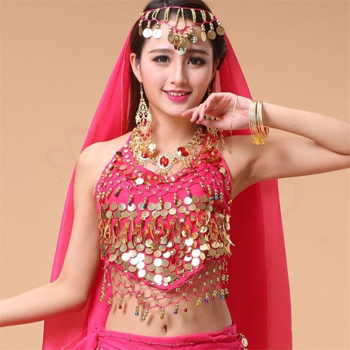 เสื้อชั้นในสำหรับเต้นท้องเหรียญชุดเต้นสไตล์อินเดียของผู้หญิงเสื้อโค้ท11สีมีขนาดขายดีใหม่