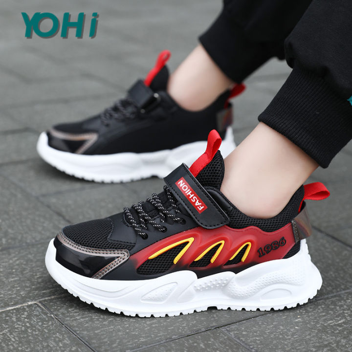 รองเท้าผ้าใบเด็กใส่ได้ทั้งชายและแบบเกาหลีของเด็กผู้หญิงรองเท้าวิ่งสไตล์29-39-รองเท้ากีฬาตาข่ายน้ำหนักเบากันลื่นสำหรับเด็กผู้ชายเด็กผู้หญิง