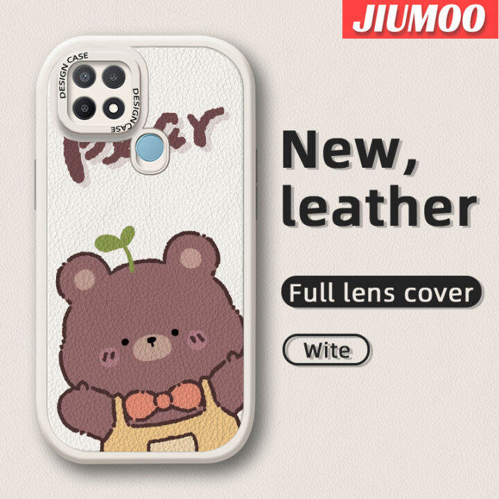 เคส-jiumoo-สำหรับ-oppo-a15-a15s-a35-4g-เคสลายการ์ตูนน่ารักหนังหมีดีไซน์ใหม่เคสโทรศัพท์ซิลิโคนนิ่มบางเรียบง่ายบางเคสหลังเคสกันกระแทกกล้องฝาปิดเลนส์เต็ม