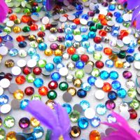 Glass Crystal 10 Sizes SS3-SS30 Nonhotfix Fancy colors Round shape Flatback rhinestones Glue on beads nailart handicraf diy