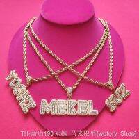 【CW】❅๑  Grandbling Letters Pendant Iced Out Nekclace with Rope Chain Choker for Hiphop Necklace Man