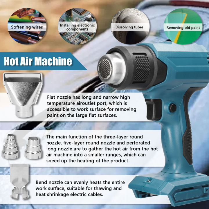 cordless-handheld-hot-air-machine-lithium-rechargeable-heating-equipment-temperatures-adjustable-power-tool-with-4-nozzles-compatible-with-makita-18v-lithium-b-attery