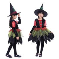 สินค้าขายดี+++ แฟนซีคอสตูมแบบเดรสสั้นสาวน้อยแม่มดเขียวแดง Bruja Petalos Halloween costume สินค้าคุณภาพสมราคาแบบในรูปพร้อมครบเซ็ท ##ชุดแฟนซี ชุดเด็ก การ์ตูน Fancy Kids Christmas Haloween