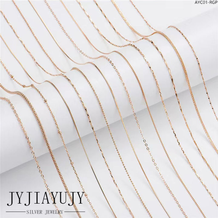 jyjiayujy-100-เงินสเตอร์ลิง-s925สร้อยคอการออกแบบที่แตกต่างกัน-ความยาวทองคำสีกุหลาบเครื่องประดับชุบของขวัญ-ayc01-rgp