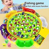 Larger Size Kids Fishing Game Toy Electric Music Rotating Catch Fish Toys Set Gift Mainan Memancing Ikan