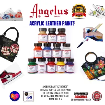 ANGELUS ACRYLIC PAINT VACHETTA helps conceal ugly water marks and leather  discoloration and restores the leather condition Made in USA 1oz
