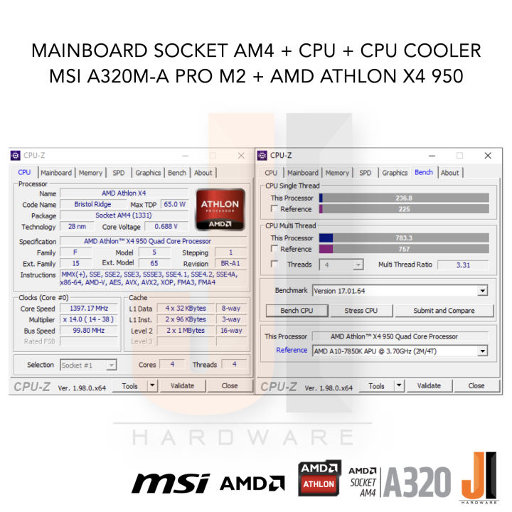 ชุดสุดคุ้ม-cpu-cooler-mainboard-msi-a320m-a-pro-m2-socket-am4-cpu-amd-athlon-x4-950-4-cores-4-threads-3-5-3-8-ghz-65-watts-สินค้ามือสองสภาพดีมีการรับประกัน