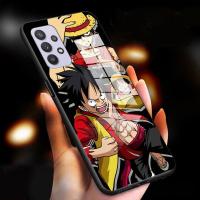 ปลอกสำหรับ Samsung A32 5G BL Luffy เคสกระจกนิรภัยมันวาวเคสโทรศัพท์กันกระแทก