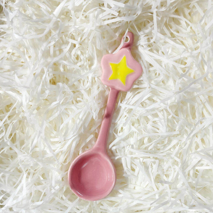 dessert-spoon-pink-spoon-lovely-spoon-girls-spoon-star-spoon-childrens-spoon-ceramic-spoon