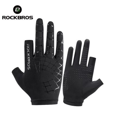◎◈ ROCKBROS Sports Ice Slik Gloves Anti-UV Breathable Half Non-Slip Protective Hand Gloves