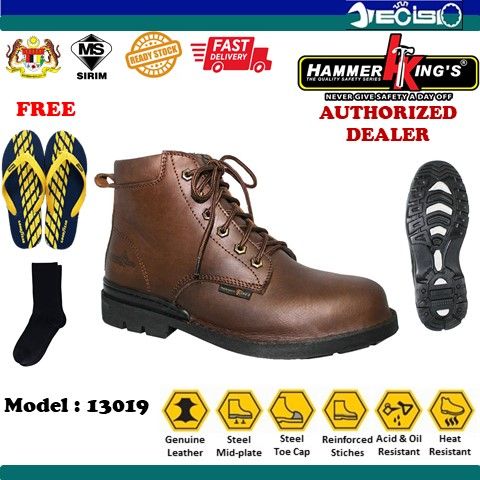 HAMMER KING'S 13019 High Cut Laced & Zipper Safety Shoes Safety Boots ...