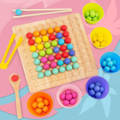 DIY Elimination Bead Clip Bead Fine Motor Training Board Game Wooden Montessori Color Classification Stacked Educational Toys