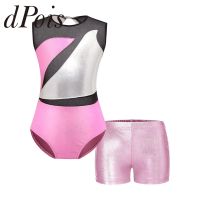 【HOT】♝ Gymnastics Jumpsuit for Kids Metallic Patchwork Sleeveless Ballet Leotards Dancewear Children Skating Bodysuit