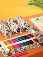 【DT】hot！ 1pc 24 Holes Cat Fllower Flag Roll Colored Pencil Wrap Case Kawaii School Canvas for Girls Boys Cute Large Pencilcase Stationery